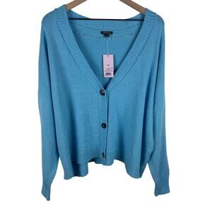 Womens XXL Sky Blue‎ Button Front Cardigan Sweater NWT Cozy Casual Fall Layering